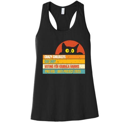 Vintage Childless Cat Ladies For Kamala Harris President 47 Women's Racerback Tank