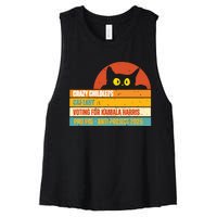 Vintage Childless Cat Ladies For Kamala Harris President 47 Women's Racerback Cropped Tank