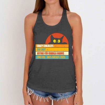 Vintage Childless Cat Ladies For Kamala Harris President 47 Women's Knotted Racerback Tank