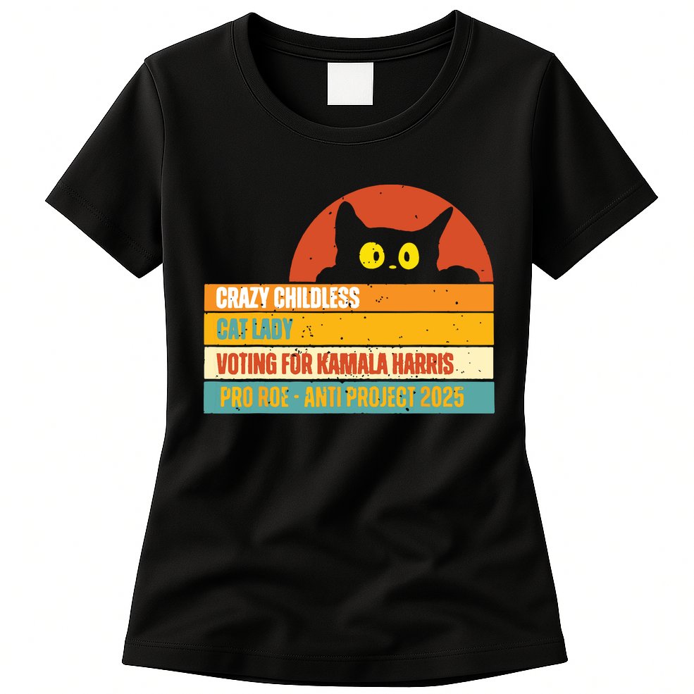 Vintage Childless Cat Ladies For Kamala Harris President 47 Womens T-Shirt