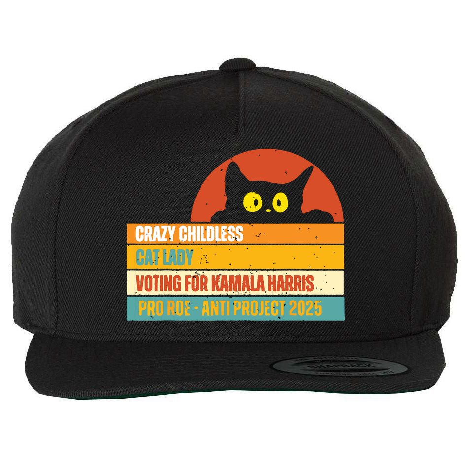 Vintage Childless Cat Ladies For Kamala Harris President 47 Wool Snapback Cap