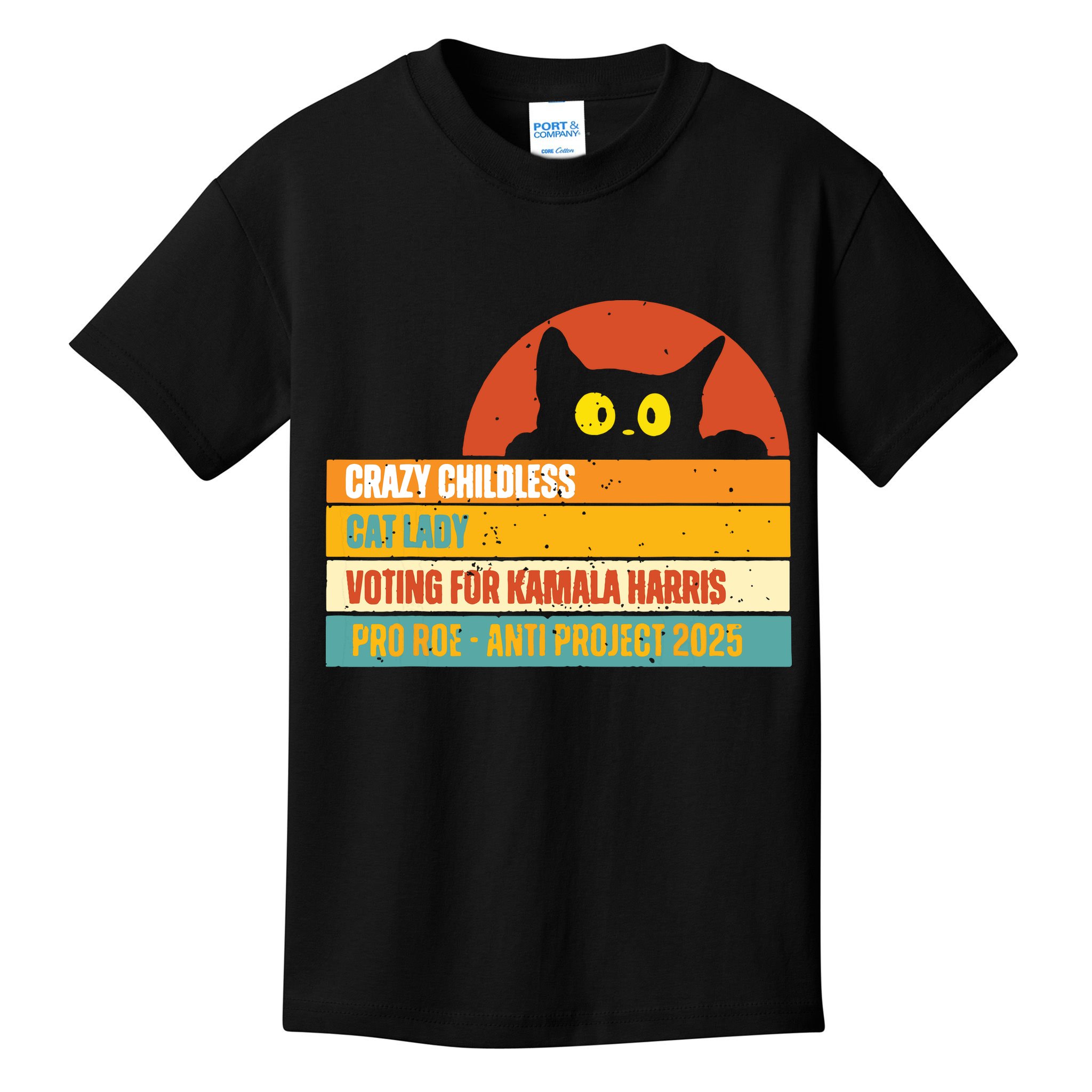 Vintage Childless Cat Ladies For Kamala Harris President 47 Kids T-Shirt