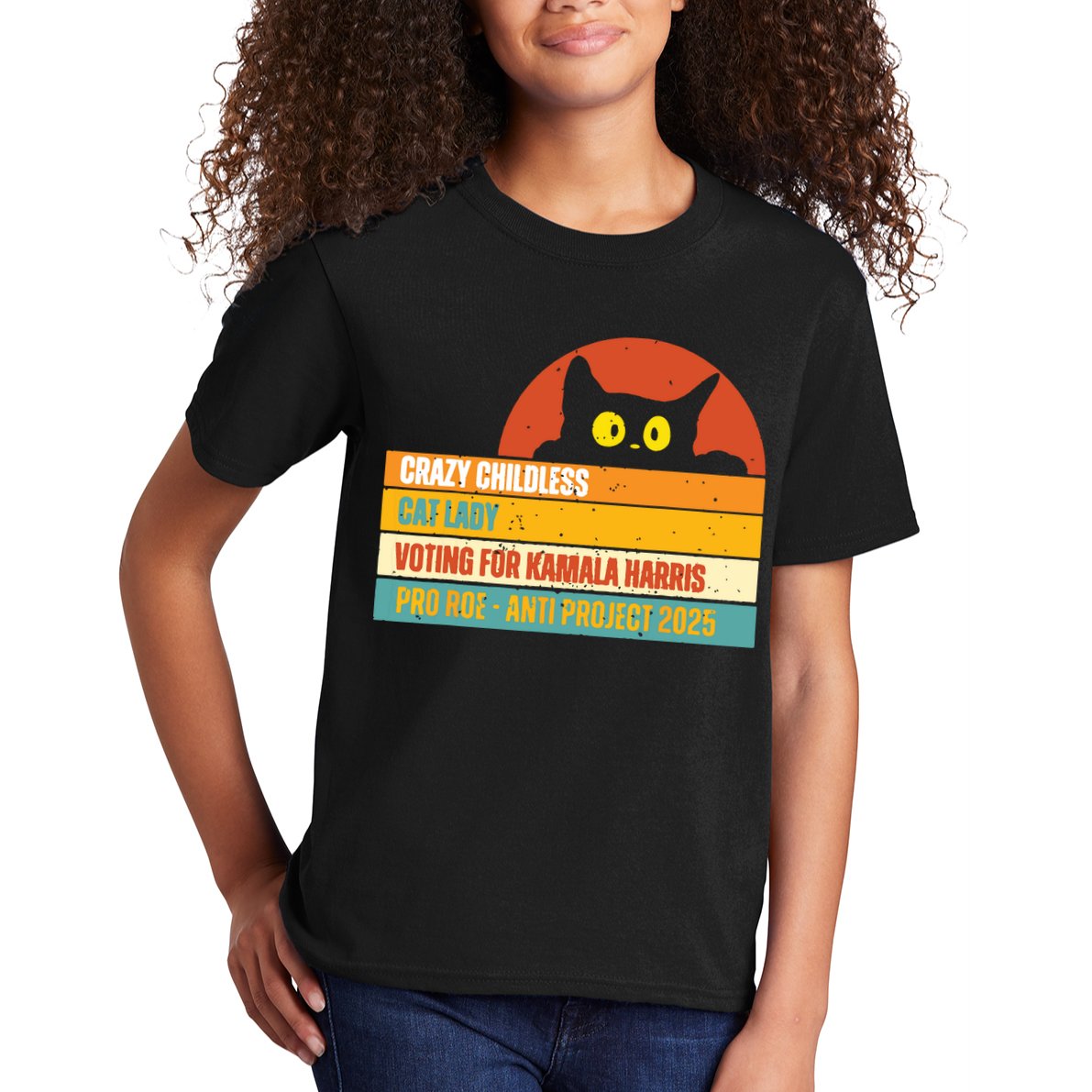 Vintage Childless Cat Ladies For Kamala Harris President 47 Kids T-Shirt