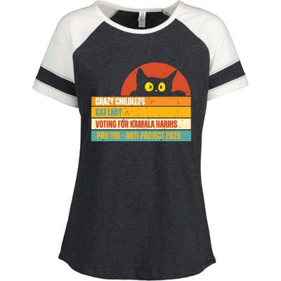 Vintage Childless Cat Ladies For Kamala Harris President 47 Enza Ladies Jersey Colorblock Tee