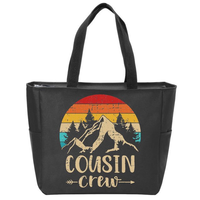 Vintage cousin crew summer camp mountains Zip Tote Bag