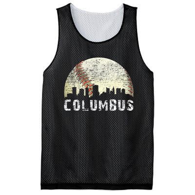 Vintage Columbus Cityscape Baseball Lover Men Women Kids Mesh Reversible Basketball Jersey Tank