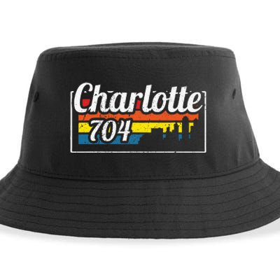 Vintage Charlotte City Skyline 704 State Of North Carolina Sustainable Bucket Hat