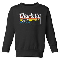 Vintage Charlotte City Skyline 704 State Of North Carolina Toddler Sweatshirt