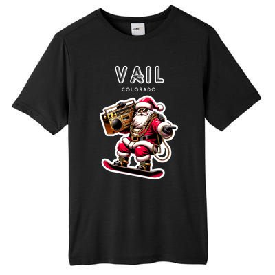 Vail Colorado Christmas Snowboard Santa Claus Gift Tall Fusion ChromaSoft Performance T-Shirt