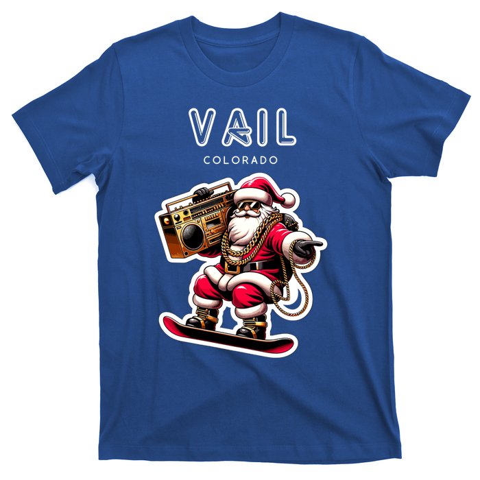 Vail Colorado Christmas Snowboard Santa Claus Gift T-Shirt