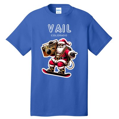 Vail Colorado Christmas Snowboard Santa Claus Gift Tall T-Shirt