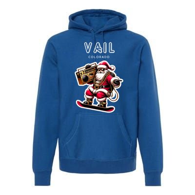 Vail Colorado Christmas Snowboard Santa Claus Gift Premium Hoodie