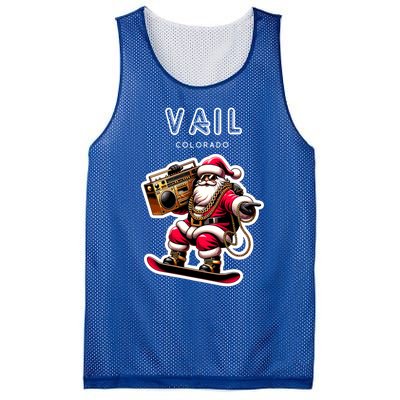 Vail Colorado Christmas Snowboard Santa Claus Gift Mesh Reversible Basketball Jersey Tank