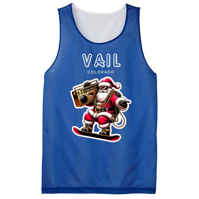 Vail Colorado Christmas Snowboard Santa Claus Gift Mesh Reversible Basketball Jersey Tank