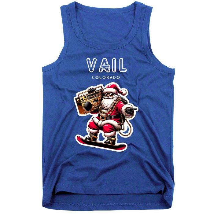 Vail Colorado Christmas Snowboard Santa Claus Gift Tank Top