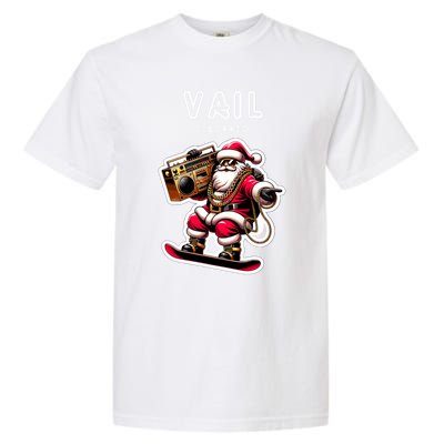 Vail Colorado Christmas Snowboard Santa Claus Gift Garment-Dyed Heavyweight T-Shirt