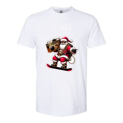 Vail Colorado Christmas Snowboard Santa Claus Gift Softstyle CVC T-Shirt