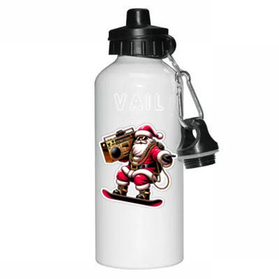 Vail Colorado Christmas Snowboard Santa Claus Gift Aluminum Water Bottle