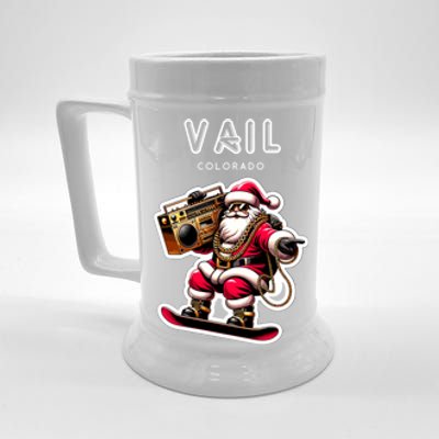 Vail Colorado Christmas Snowboard Santa Claus Gift Beer Stein