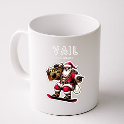 Vail Colorado Christmas Snowboard Santa Claus Gift Coffee Mug