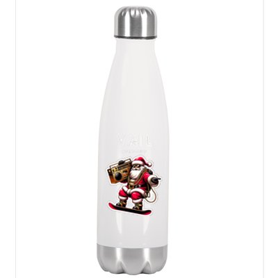 Vail Colorado Christmas Snowboard Santa Claus Gift Stainless Steel Insulated Water Bottle