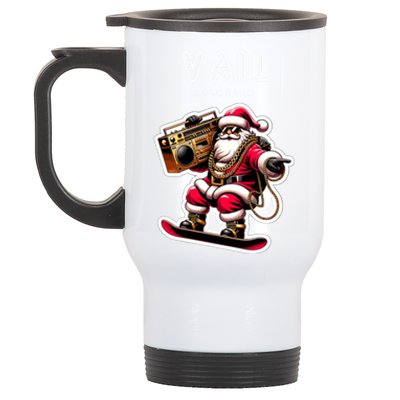 Vail Colorado Christmas Snowboard Santa Claus Gift Stainless Steel Travel Mug