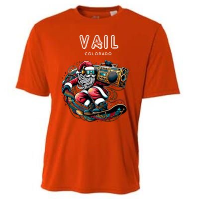 Vail Colorado Cool Snowboard Christmas Santa Cool Gift Cooling Performance Crew T-Shirt