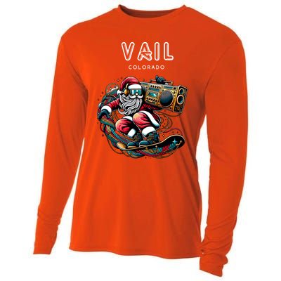 Vail Colorado Cool Snowboard Christmas Santa Cool Gift Cooling Performance Long Sleeve Crew