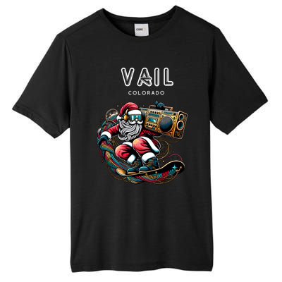 Vail Colorado Cool Snowboard Christmas Santa Cool Gift Tall Fusion ChromaSoft Performance T-Shirt