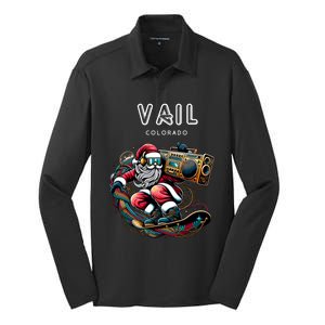 Vail Colorado Cool Snowboard Christmas Santa Cool Gift Silk Touch Performance Long Sleeve Polo