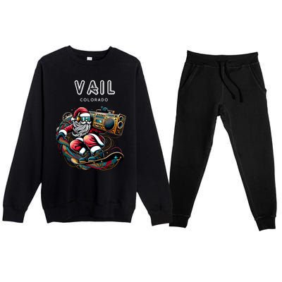 Vail Colorado Cool Snowboard Christmas Santa Cool Gift Premium Crewneck Sweatsuit Set