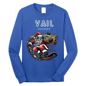 Vail Colorado Cool Snowboard Christmas Santa Cool Gift Long Sleeve Shirt