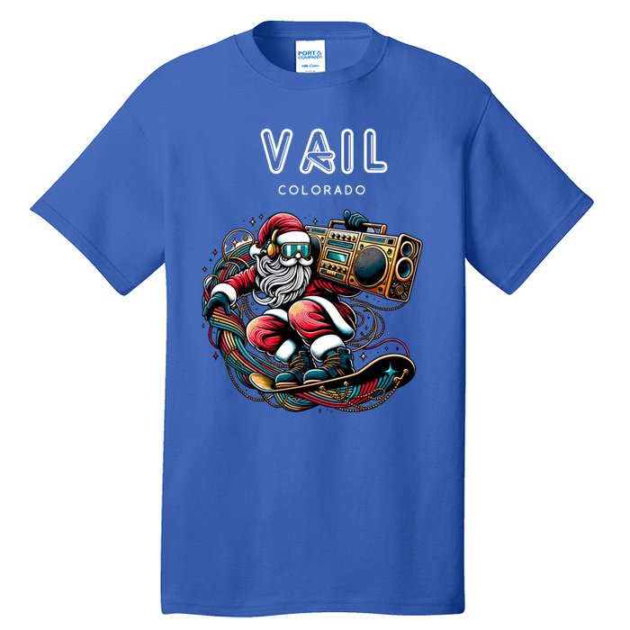 Vail Colorado Cool Snowboard Christmas Santa Cool Gift Tall T-Shirt