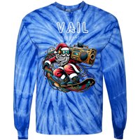 Vail Colorado Cool Snowboard Christmas Santa Cool Gift Tie-Dye Long Sleeve Shirt