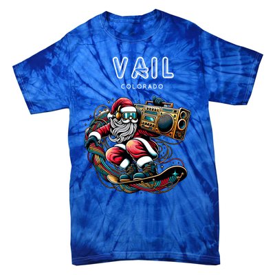 Vail Colorado Cool Snowboard Christmas Santa Cool Gift Tie-Dye T-Shirt