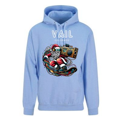 Vail Colorado Cool Snowboard Christmas Santa Cool Gift Unisex Surf Hoodie