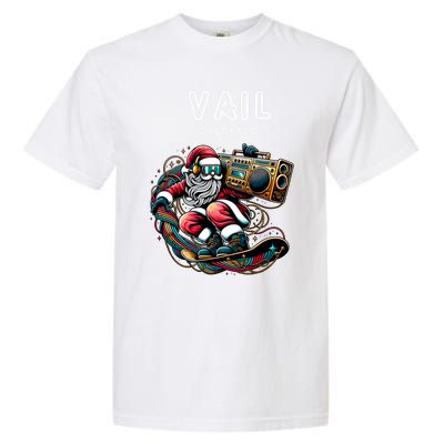 Vail Colorado Cool Snowboard Christmas Santa Cool Gift Garment-Dyed Heavyweight T-Shirt