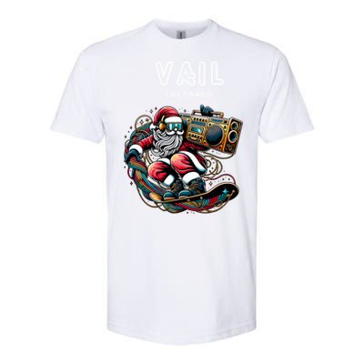 Vail Colorado Cool Snowboard Christmas Santa Cool Gift Softstyle CVC T-Shirt