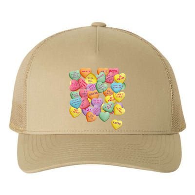 Vintage Candy Conversation Hearts For Anti Valentine's Day Yupoong Adult 5-Panel Trucker Hat