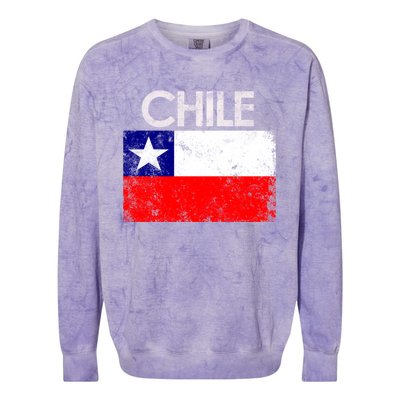 Vintage Chile Chilean Flag Pride Gift Great Gift Colorblast Crewneck Sweatshirt