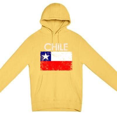 Vintage Chile Chilean Flag Pride Gift Great Gift Premium Pullover Hoodie