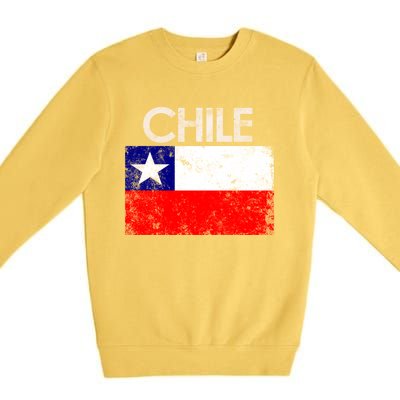 Vintage Chile Chilean Flag Pride Gift Great Gift Premium Crewneck Sweatshirt