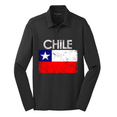 Vintage Chile Chilean Flag Pride Gift Great Gift Silk Touch Performance Long Sleeve Polo