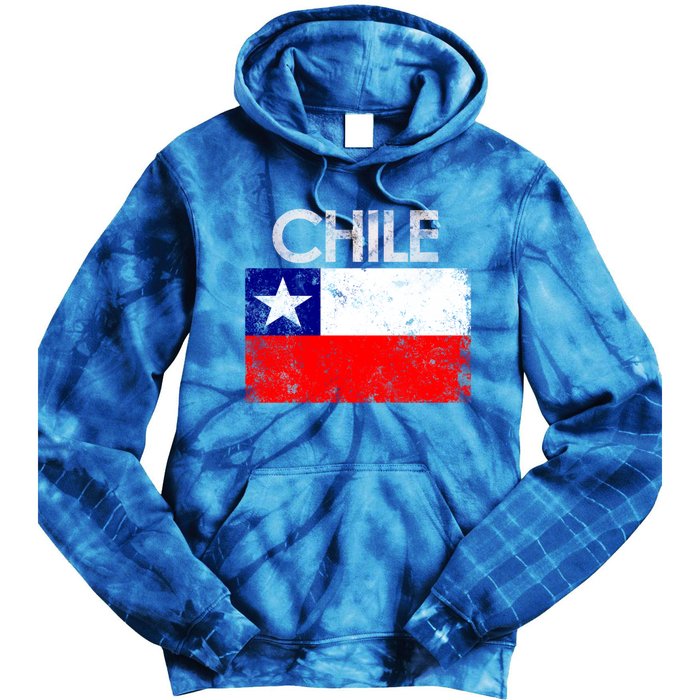 Vintage Chile Chilean Flag Pride Gift Great Gift Tie Dye Hoodie