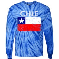 Vintage Chile Chilean Flag Pride Gift Great Gift Tie-Dye Long Sleeve Shirt