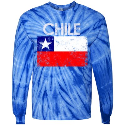 Vintage Chile Chilean Flag Pride Gift Great Gift Tie-Dye Long Sleeve Shirt