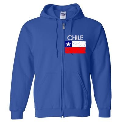 Vintage Chile Chilean Flag Pride Gift Great Gift Full Zip Hoodie