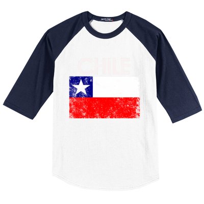 Vintage Chile Chilean Flag Pride Gift Great Gift Baseball Sleeve Shirt