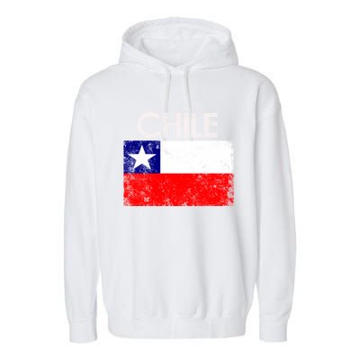 Vintage Chile Chilean Flag Pride Gift Great Gift Garment-Dyed Fleece Hoodie