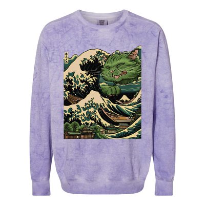 Vintage Catzilla Cat Terror Reigns Colorblast Crewneck Sweatshirt